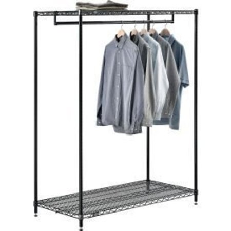 GLOBAL EQUIPMENT Free Standing Clothes Rack - 2 Shelf - 48"W x 24"D x 63"H - Black 184448B